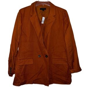 Ann Taylor Blazer Burnt Orange Lyocell Viscose Linen Size 16 NWT